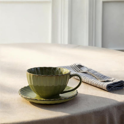 Sage Green Mug with Saucer